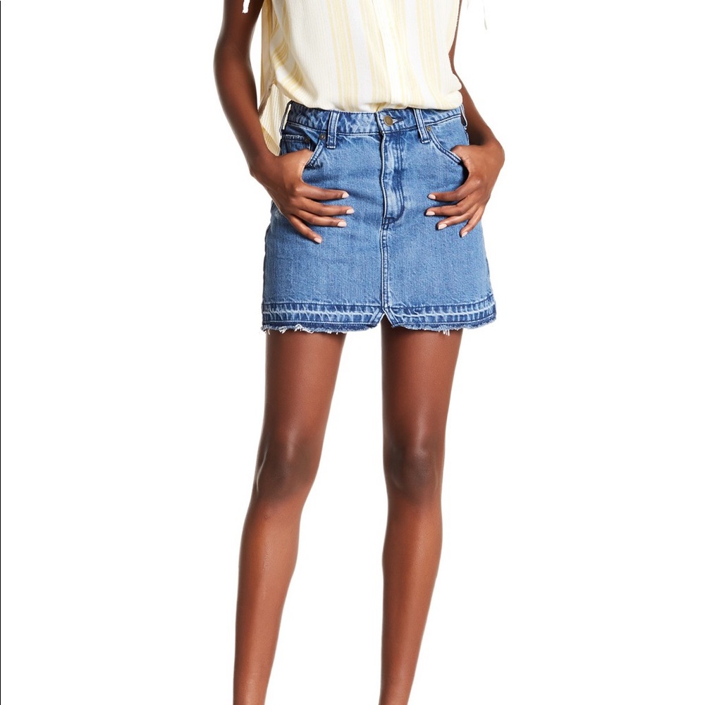 EUC free people step up denim mini skirt